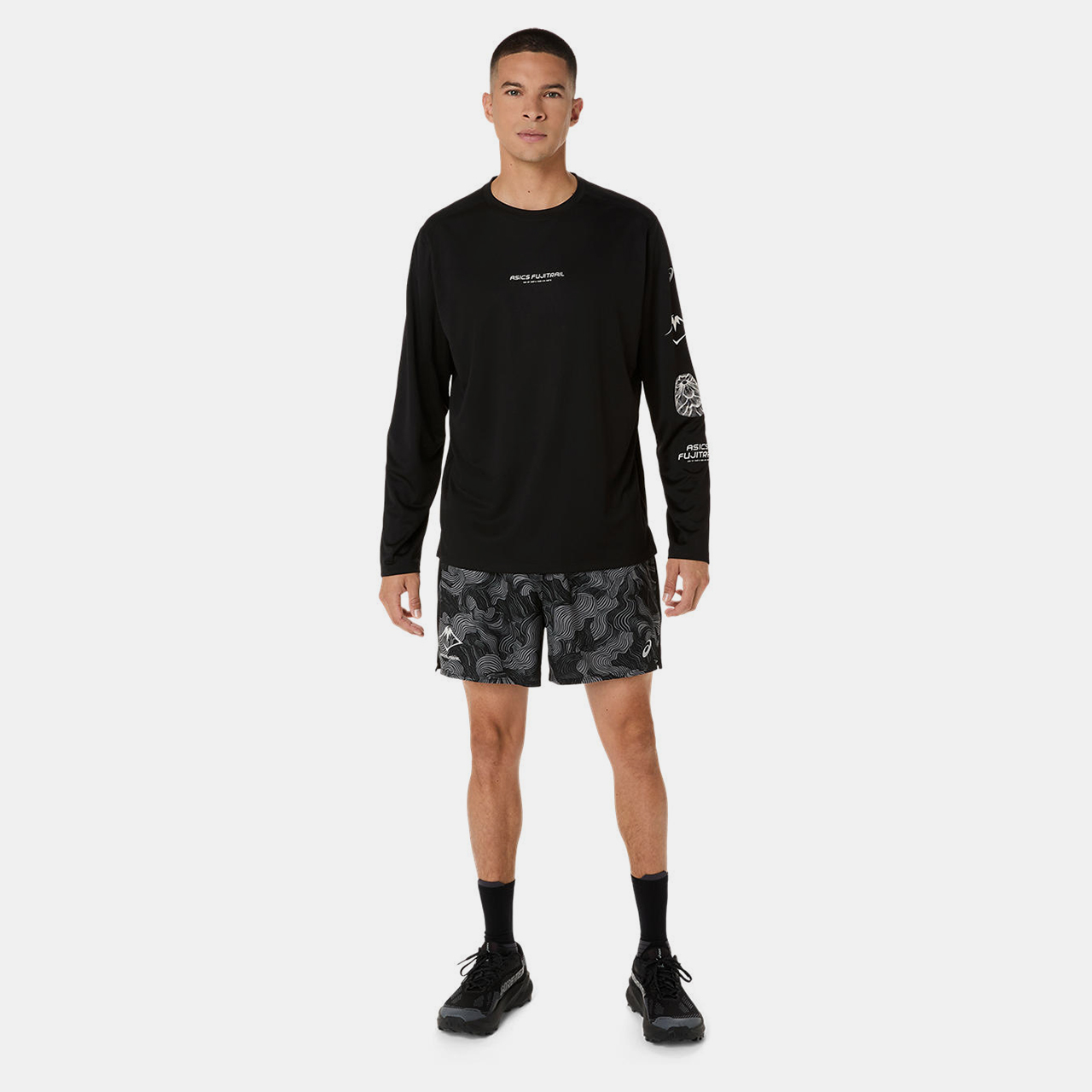 Asics Fujitrail All Over Print 5In Short Erkek Siyah Şort