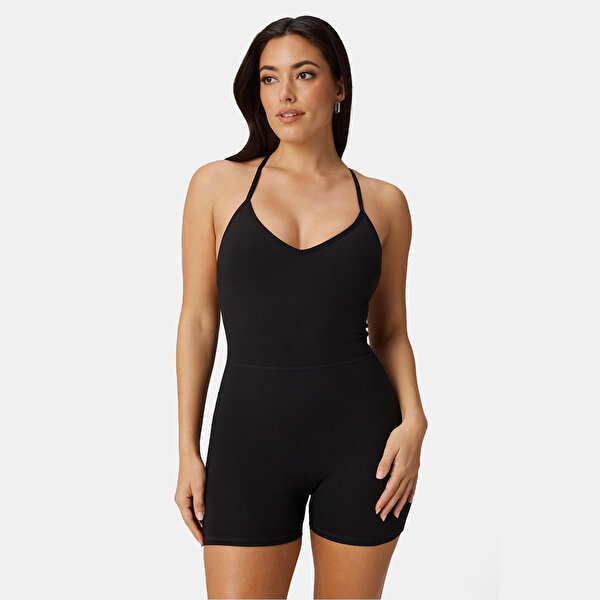 Fabletics Booty Scrunch Pureluxe V-back Jumpsuit 4" - 2